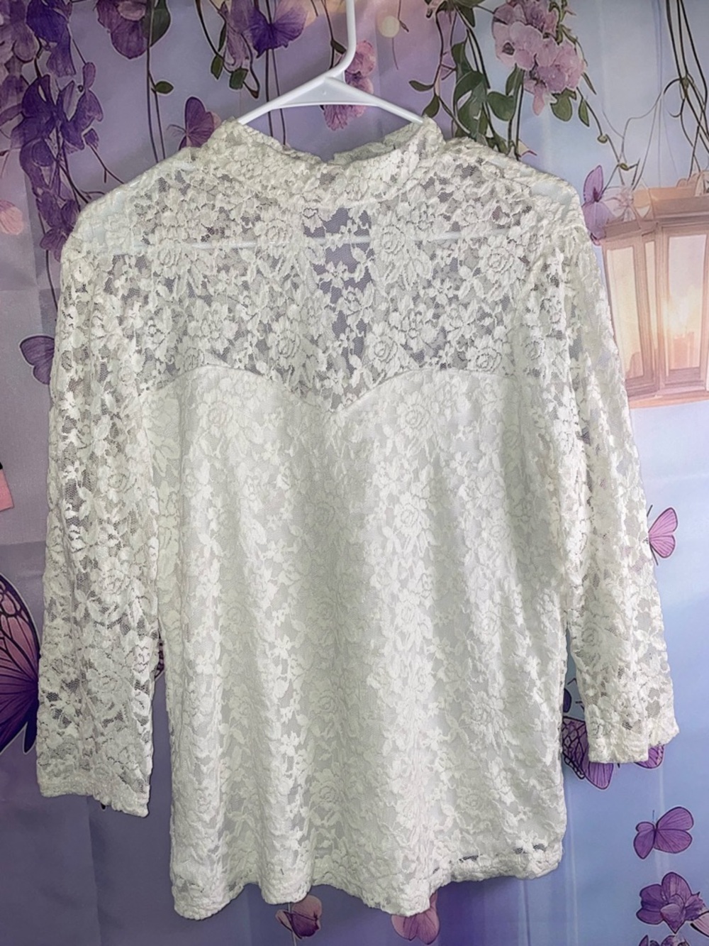 Ambiance White Lace Yoke Blouse